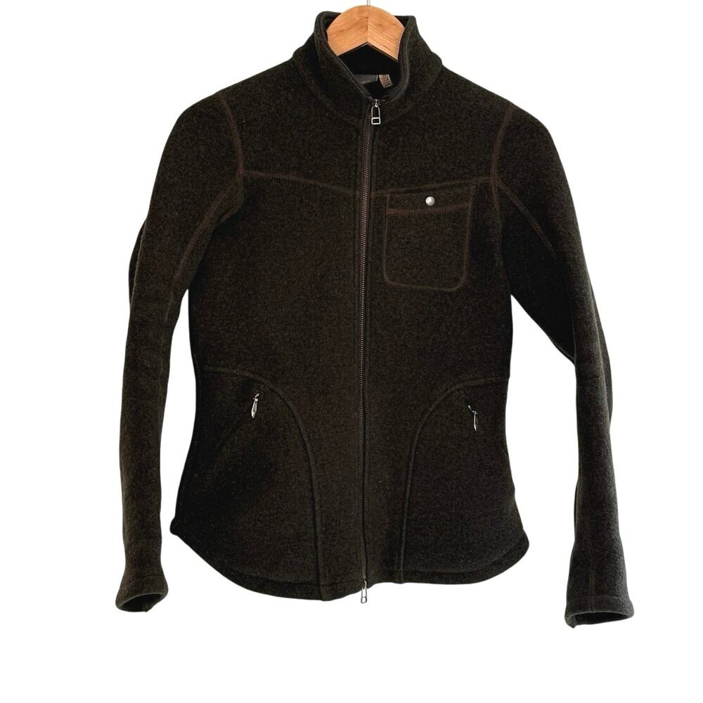 Ibex women's new wool full zip jacket gray brown size XS